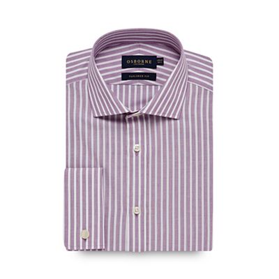 Osborne Lilac striped tailored shirt with extra-long sleeves and body
